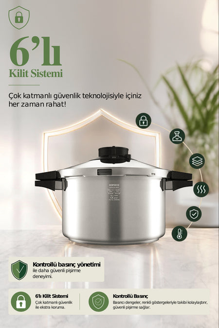 Karaca Quick And Safe induction Base Pressure Cooker 7 Liters - MALLTURK