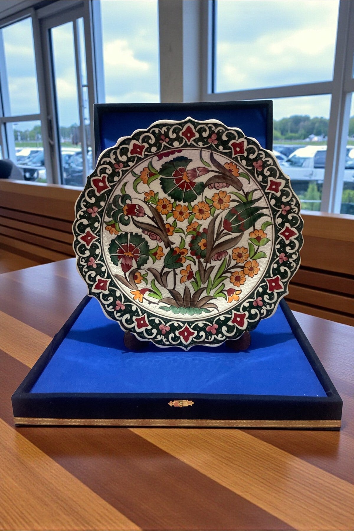 YOOS Velvet Gift Box 30 cm Handmade Special Sable Craftsmanship Kutahya Tile Tile Plate - MALLTURK