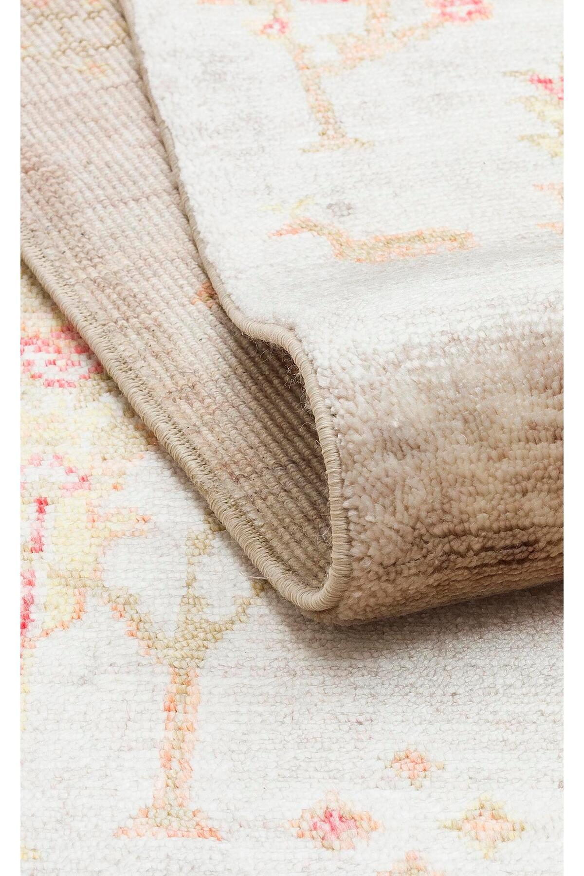 Eko Hali ZARA ZR 08 BEiGE AUTUMN Authentic Patterned Special Non-Shedding and Easy-to-Clean Tencel Fabric - MALLTURK
