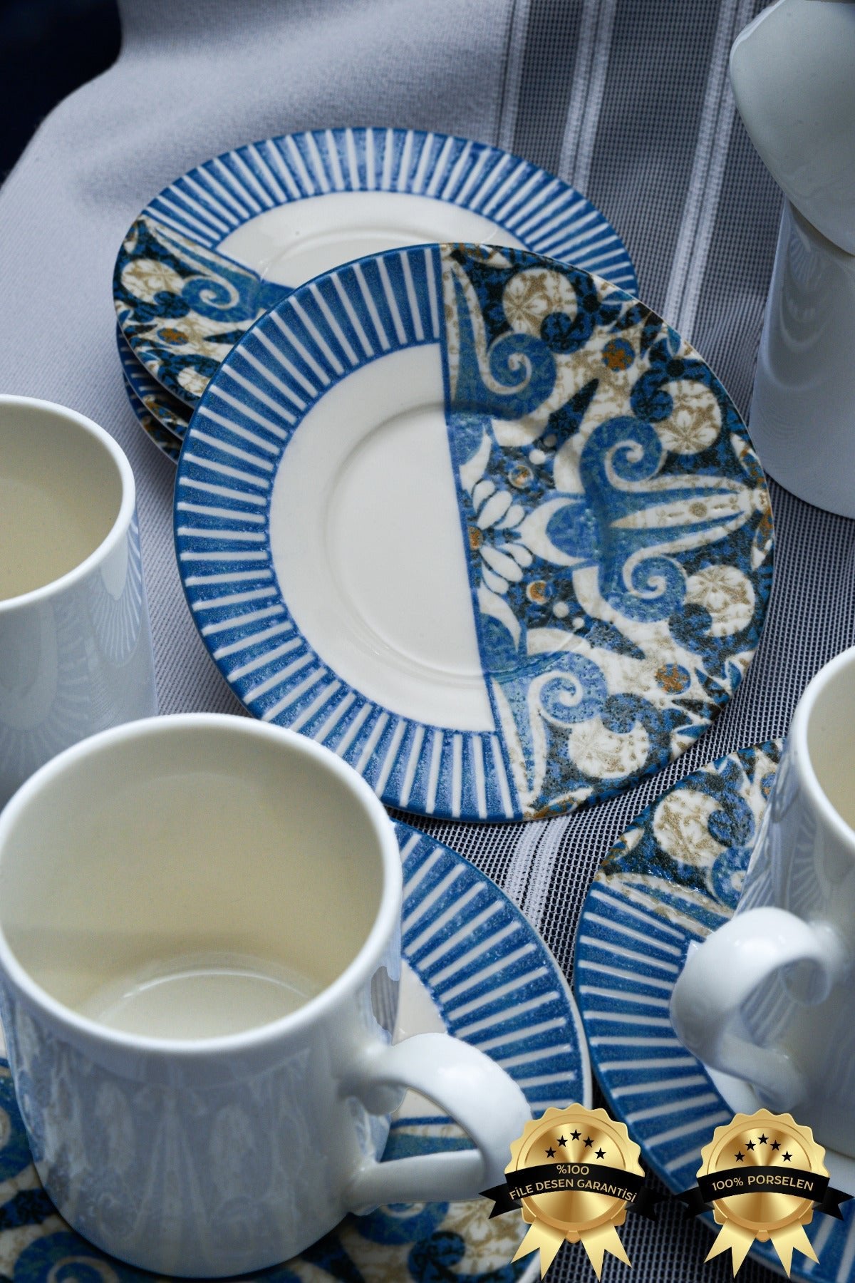 Heda Porselen Azur 12-Piece 6-Person Porcelain Coffee Cup Set - MALLTURK