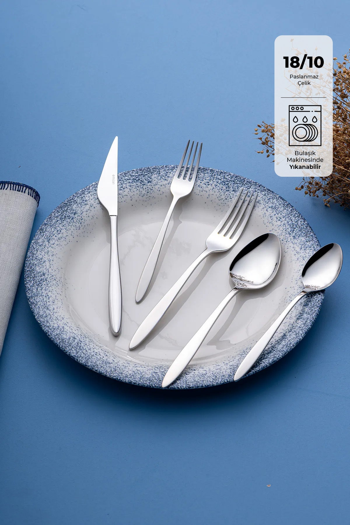 Emsan yakamoz 60 Piece 12 Place Setting Boxed Flatware Set - MALLTURK