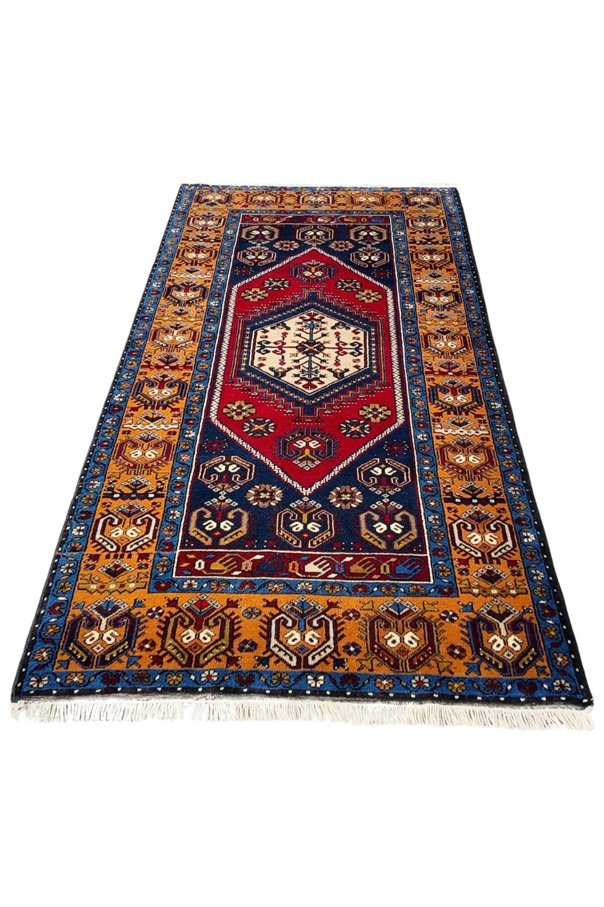 Loop Rugs Hand-Woven %100 Wool Classic Pair Yahyali Rug - Natural Kok Boyali Organik Wool Turkish Rug - 121 x 237 cm and amp; 120 x 228 cm - MALLTURK
