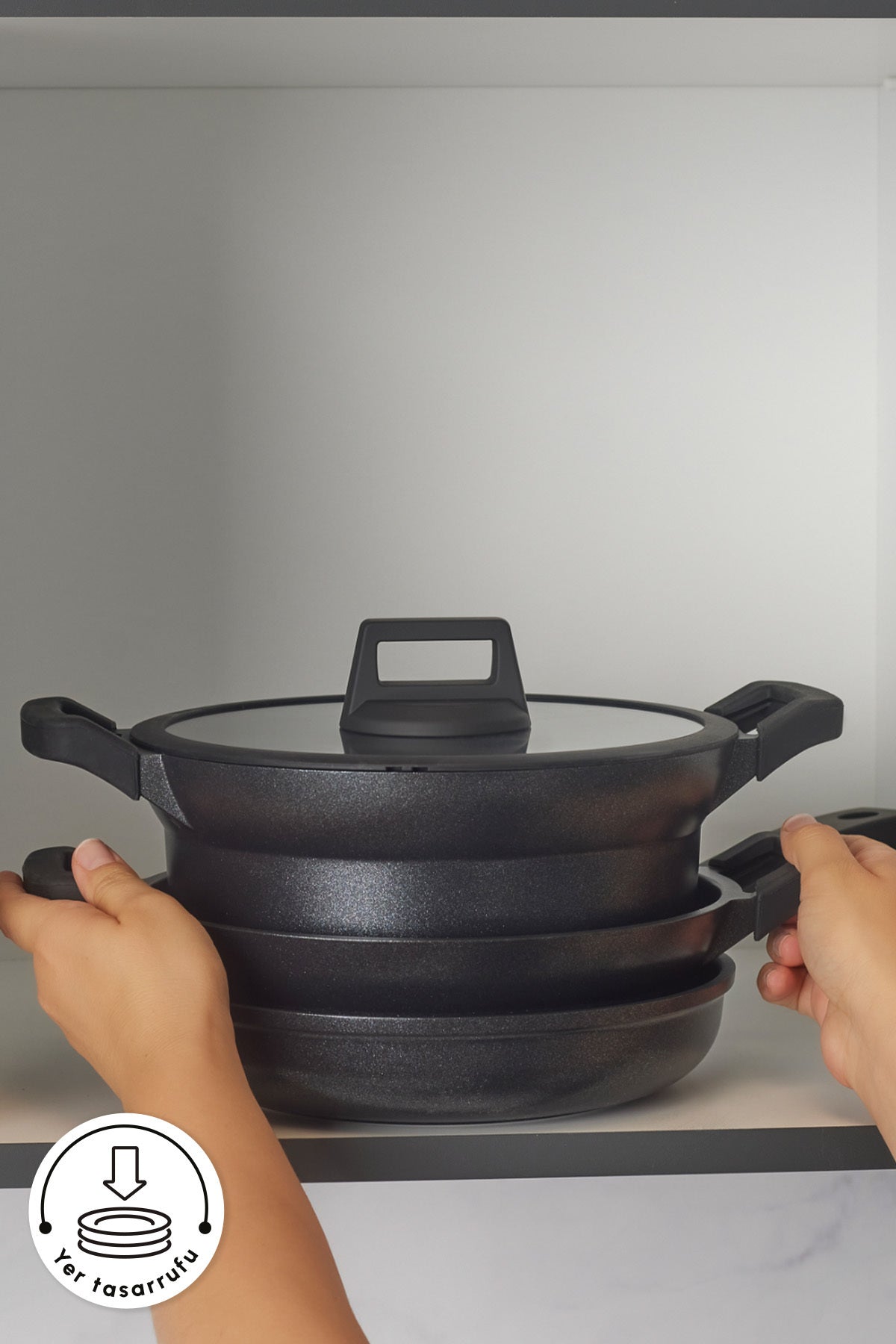 Karaca Biodiamond Riga Cast Induction Compatible Silikon Tutacak Hediyeli 7 Piece Cookware Set