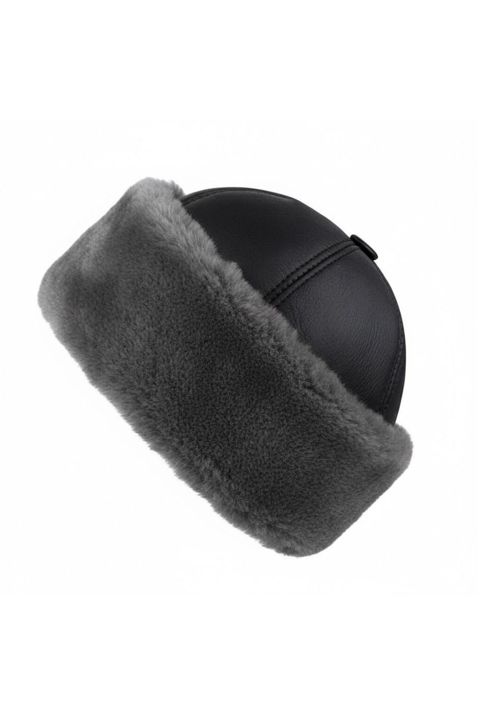 Fubileather Waterproof Genuine Leather Fur-Lined Lambswool Hat Beanie