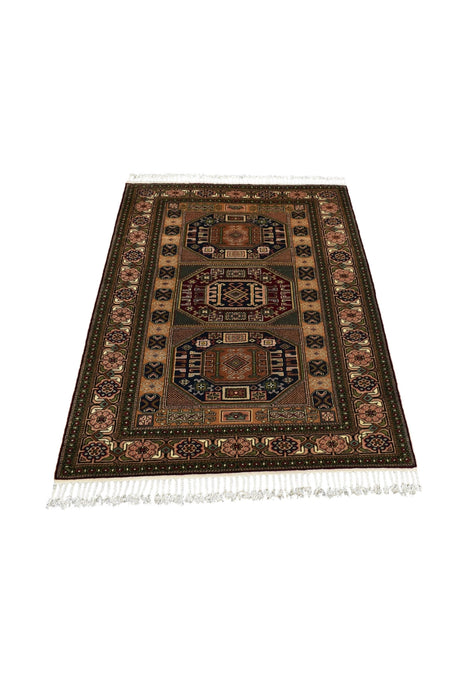 Genel Markalar Hand-Woven Ozel Imalat Kareli Kazak Kayseri Wool Rug 5746