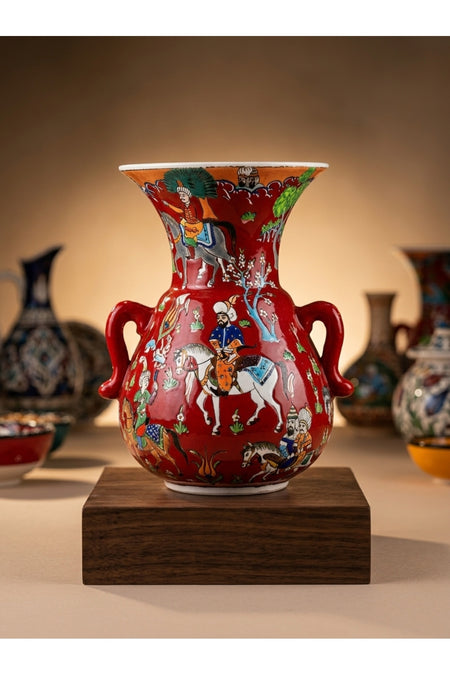 General Brands Ottoman Miniature Patterned Red Ceramic Vase - MALLTURK