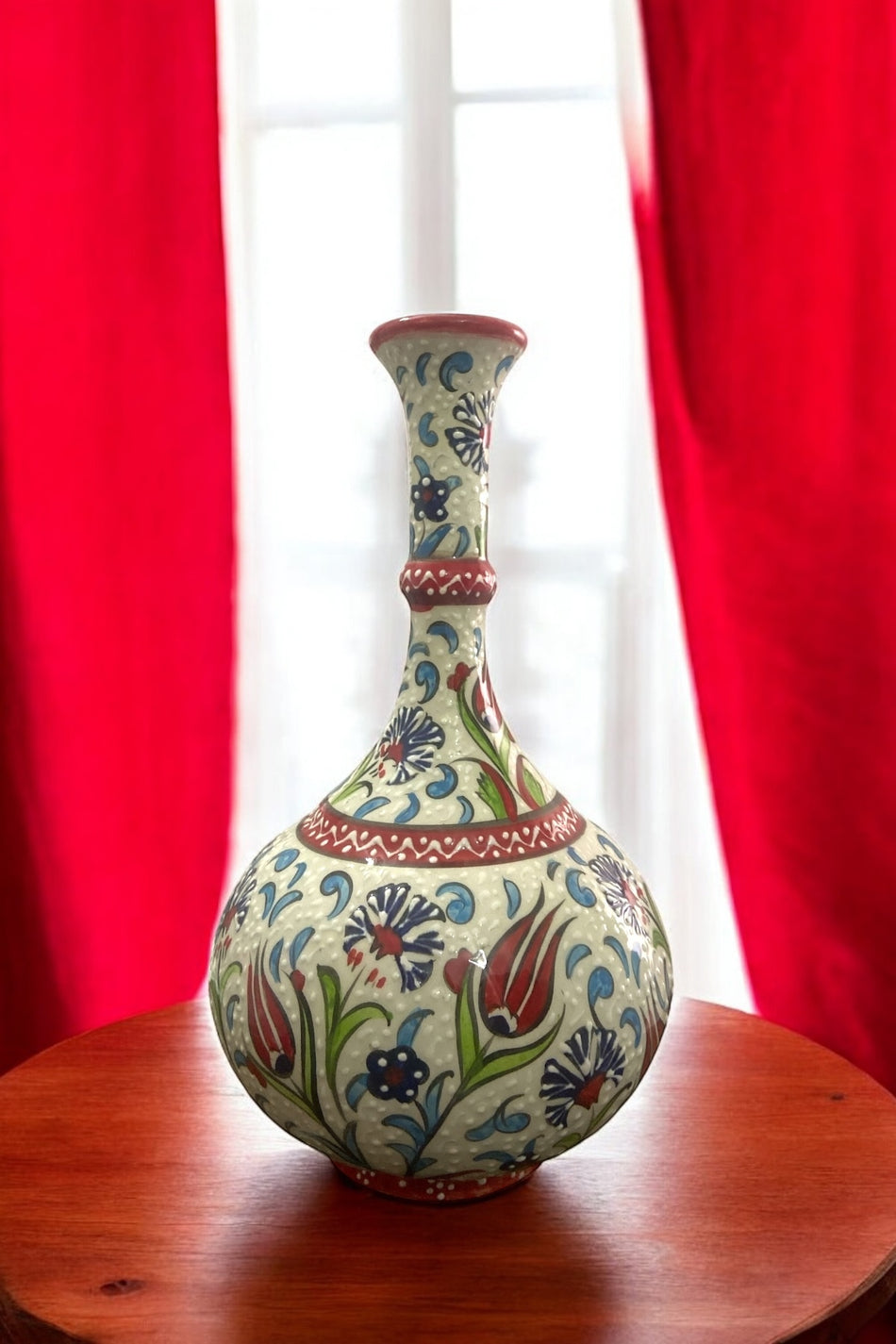 STORESZA Handmade 30cm Kutahya Teardrop Ceramic Vase – Red - MALLTURK
