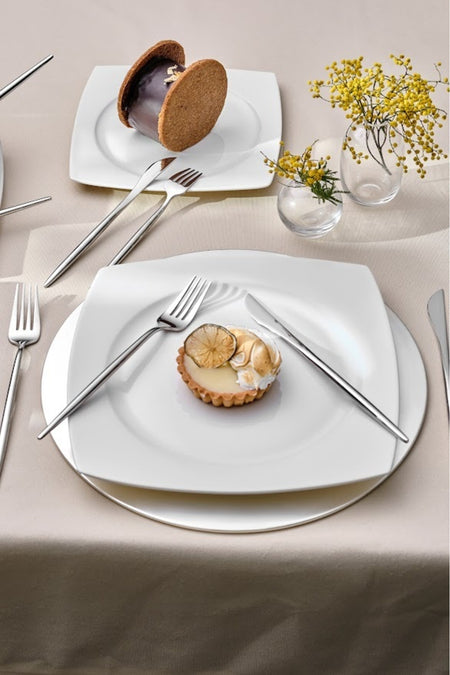 Karaca jupiter 84 Piece 12 Place Setting premium Boxed Flatware Set platin - MALLTURK