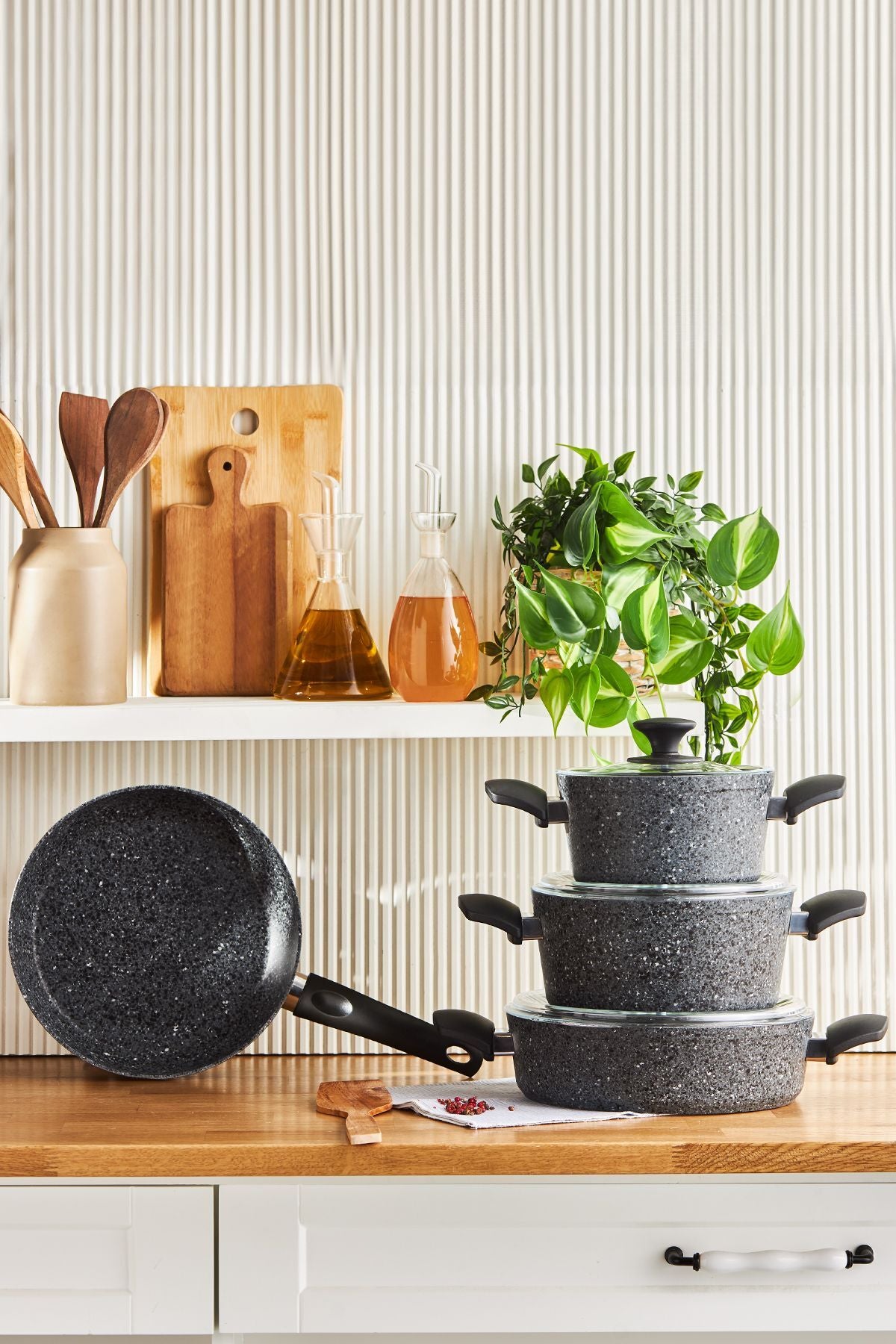Karaca Biogranit Grey Rock 7 Piece Cookware Set - MALLTURK