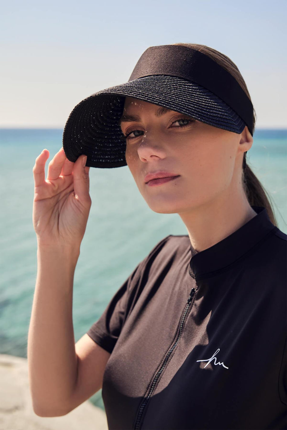 Hashema Foldable Black Visor Beach Hat