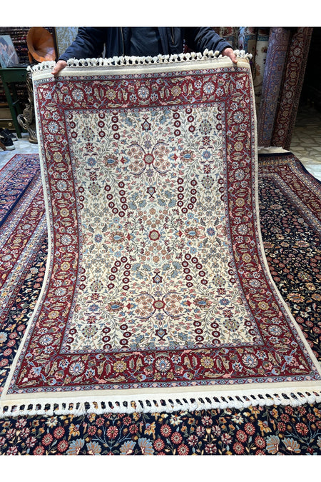 RD RAMAZAN DAG Hand Rug Art Hand-Woven Sumerbank Hereke Rug Signed Seven Mountains Flower Premium Quality Size 180x120 - MALLTURK