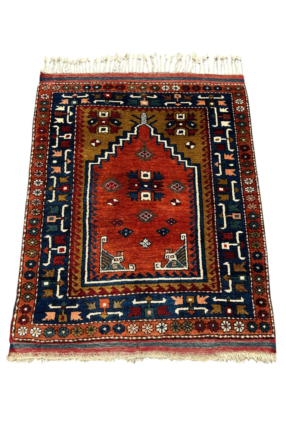 BURAK CARPETS Handwoven Collectible Mihrab-Patterned Dazkırı Carpet 97x120 cm Natural Dye Antique Carpet - MALLTURK