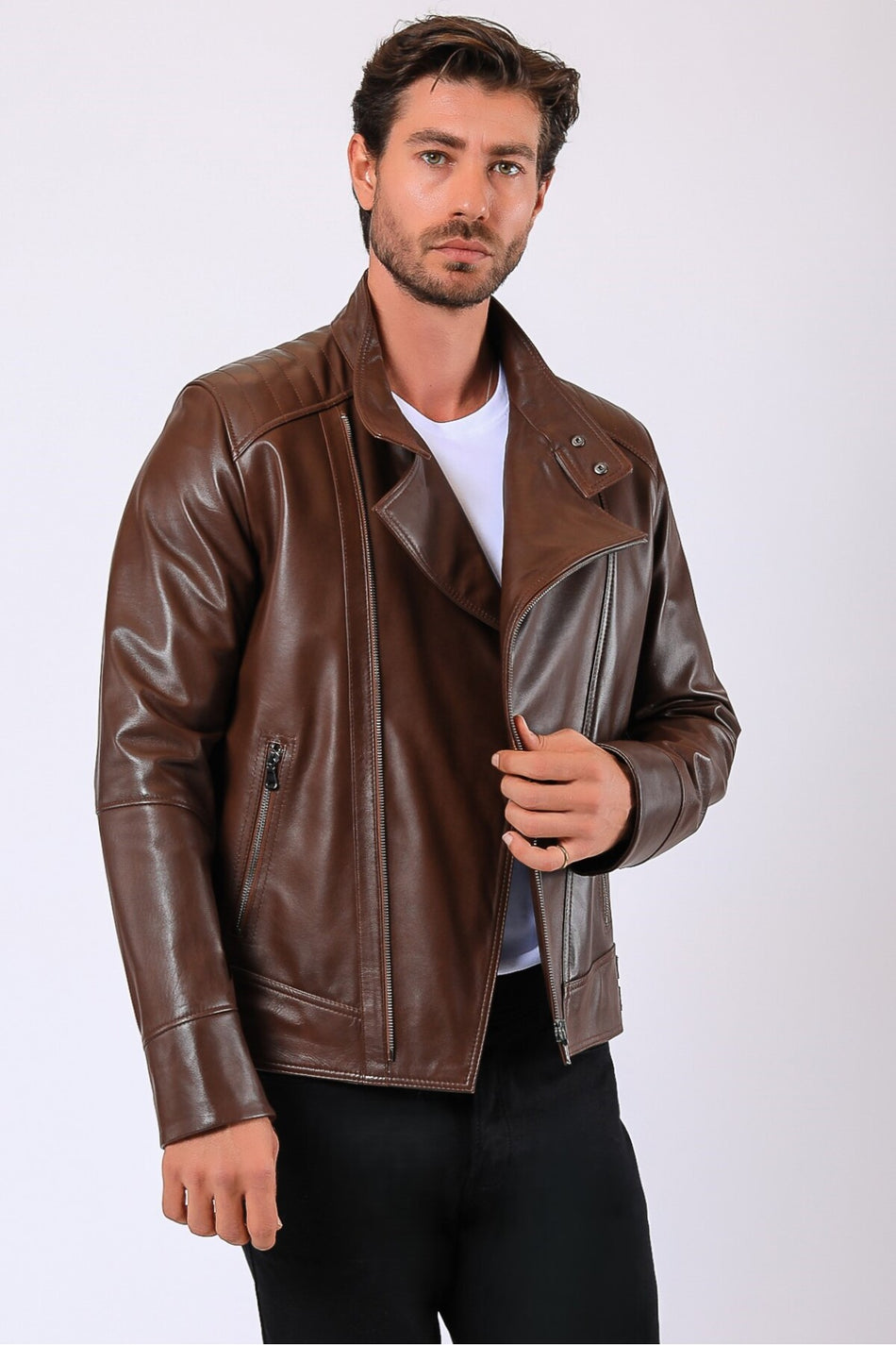 Кожаная куртка Leather Club цвета кофе