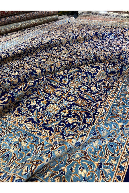 RD RAMAZAN DAG Hand Rug Art Hand-Woven Iranian Kirman Rug Cotton Base Wool Weave Olup Natural Dye Size 355x267 - MALLTURK