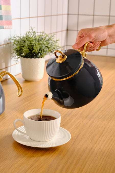 Karaca Retro Enamel Midi Teapot Anthracite - MALLTURK