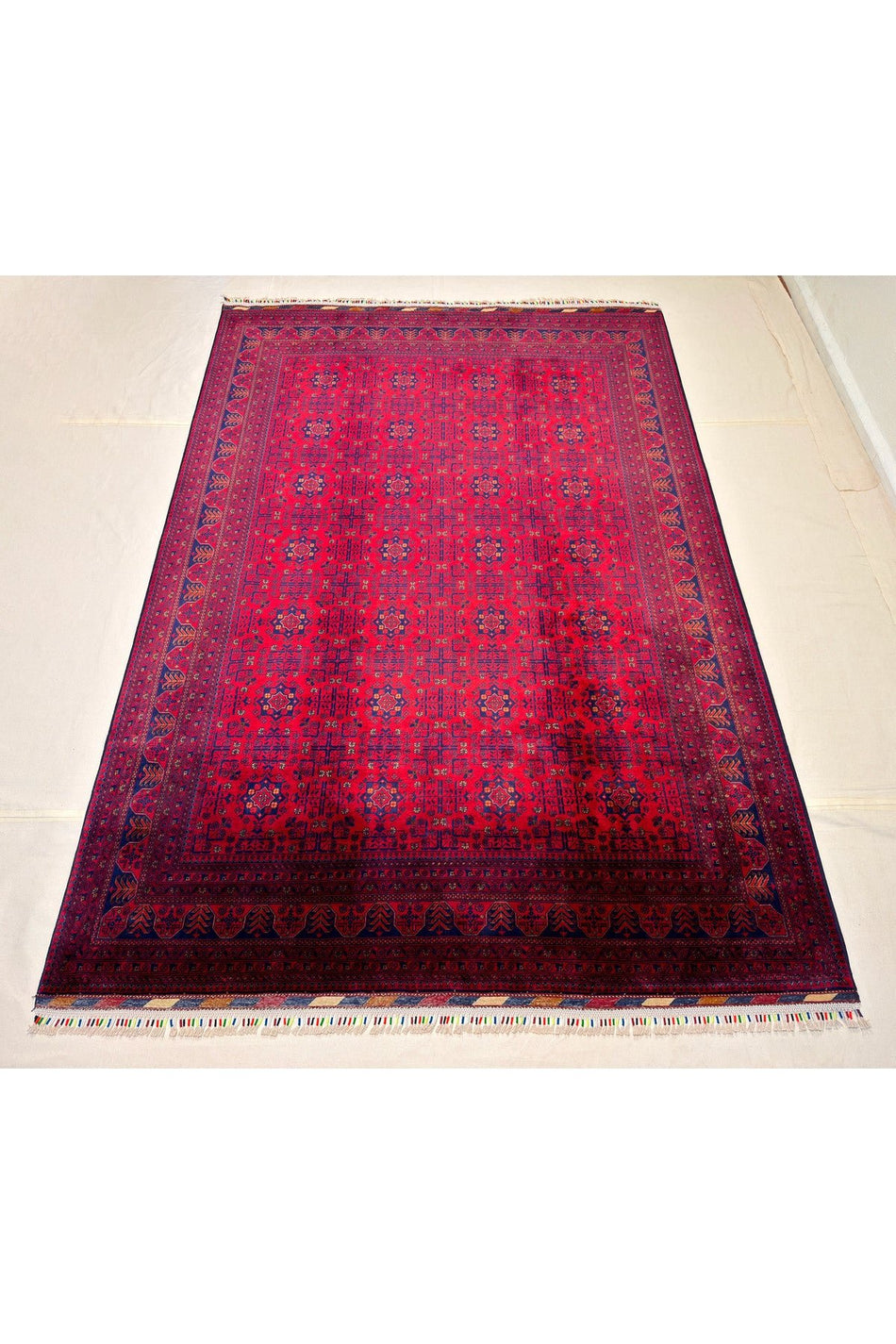 Afghan Handwoven Rug, 6 Meters, Biljik, 100% Wool, Natural Dye, Handcrafted Burgundy - MALLTURK