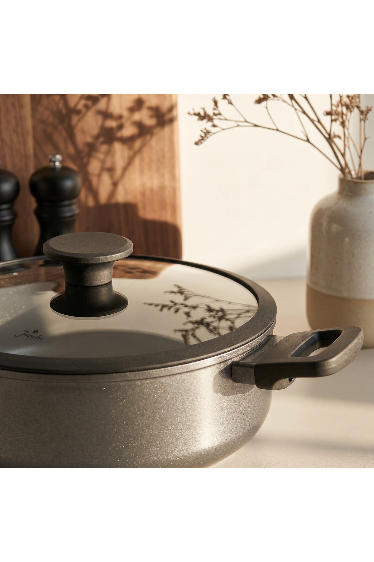 Jumbo Toledo Swiss Crystal Grey Induction Compatible Cookware Set 7 Piece - MALLTURK