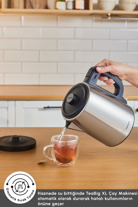 Karaca TeaBig XL 2-in-1 Stainless Steel Tea Maker and Water Kettle with 35 Tea Cup Capacity (inox) - MALLTURK