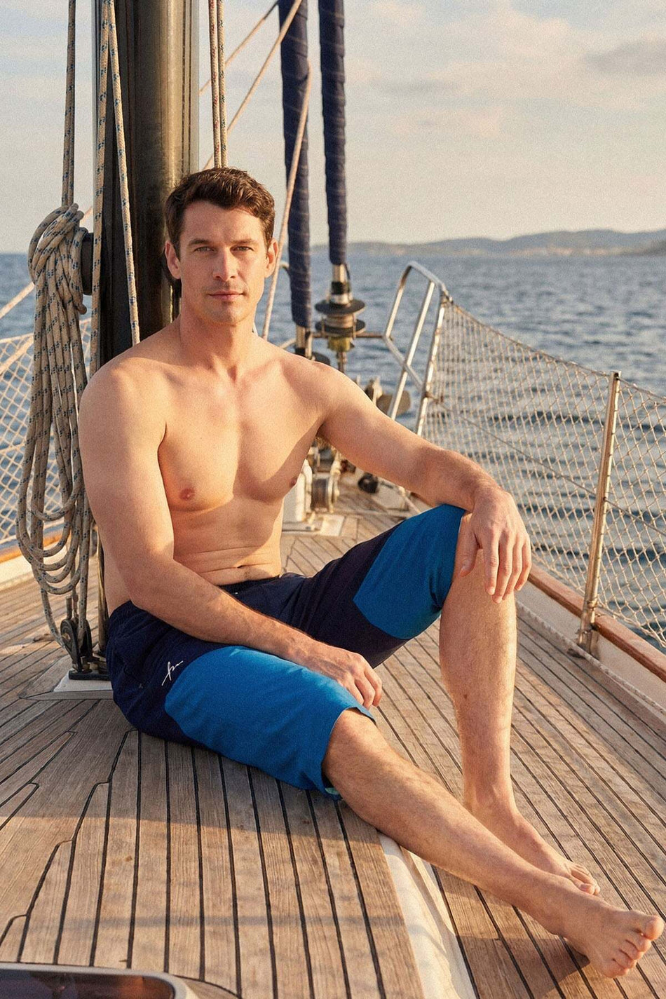 Hasema Navy Blue Long Men's Pool and Beach Shorts 6007
