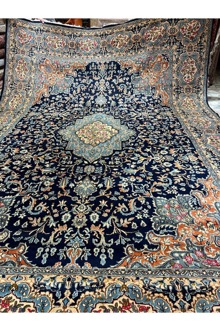 RD RAMAZAN DAG Hand Rug Art Hand-Woven Iranian Kirman Rug Ince Weave Cotton Base Wool Weave Olup Natural Dye Size 434x303 - MALLTURK