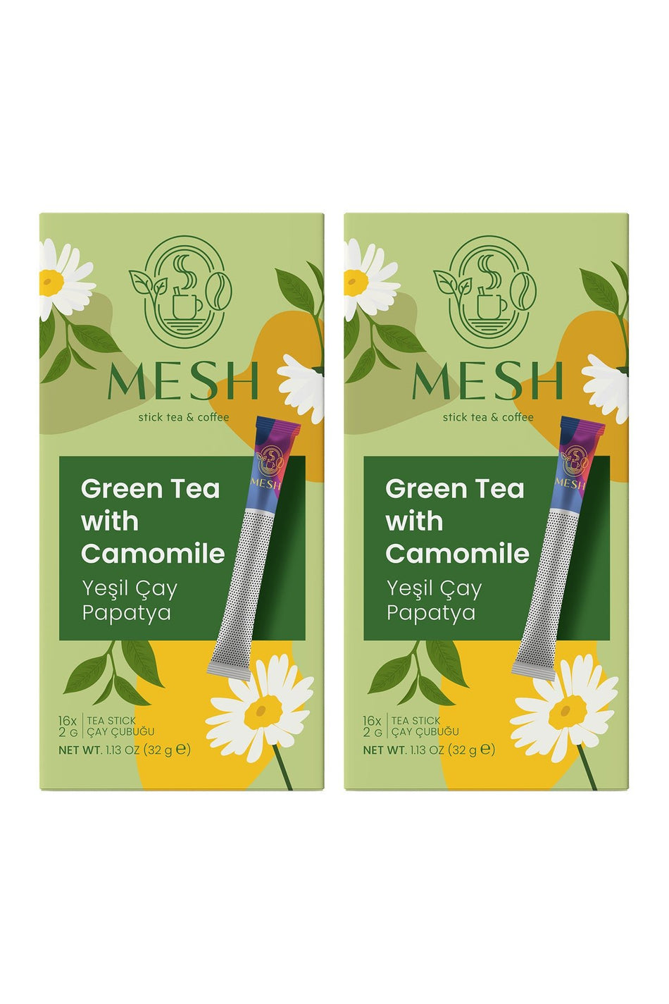 Mesh Stick Chamomile Green Tea Herbal Tea 2 Packs in 1