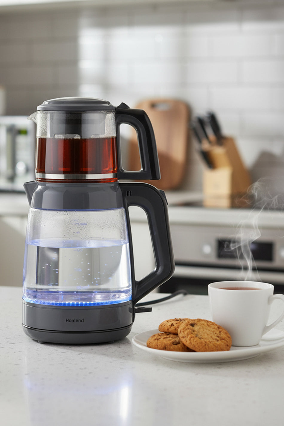 HOMEND infinity XL 1764H Glass Tea Maker Anthracite Black - MALLTURK