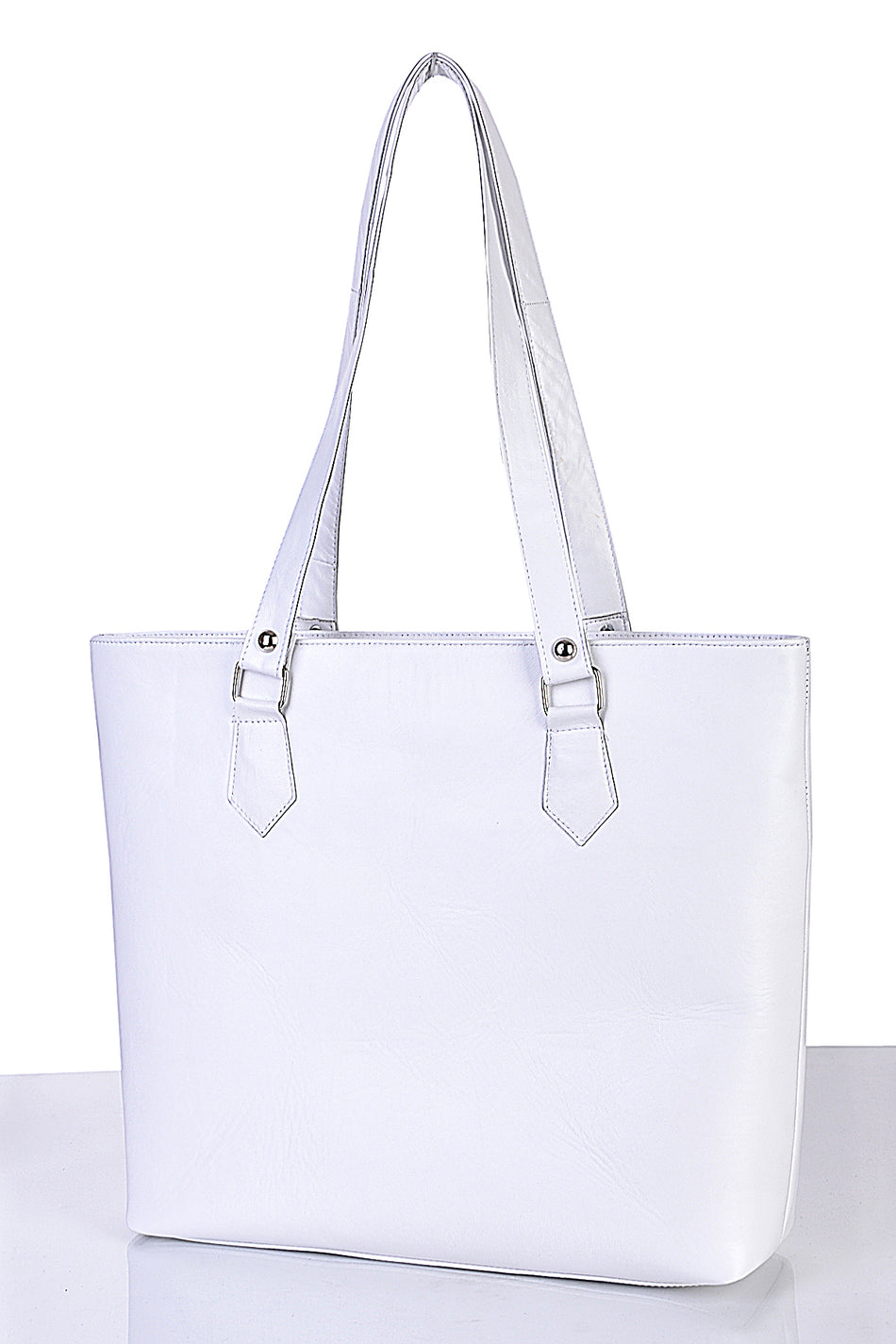 Fubileather Large Genuine Leather Shoulder Bag White