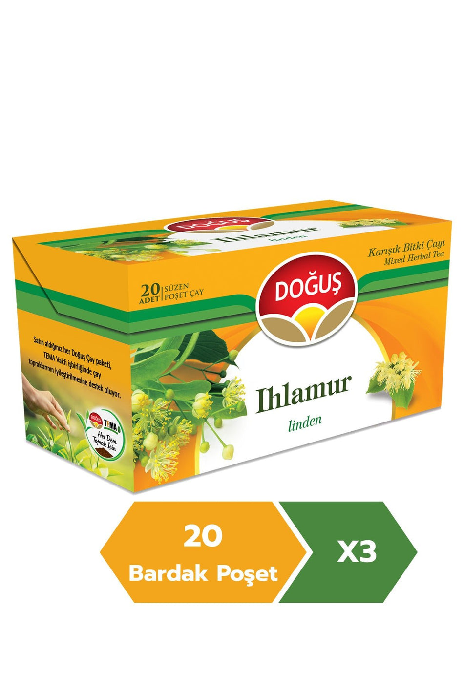 Dogus Linden Herbal Tea Bags, 20 Bags x 3 Packs - MALLTURK