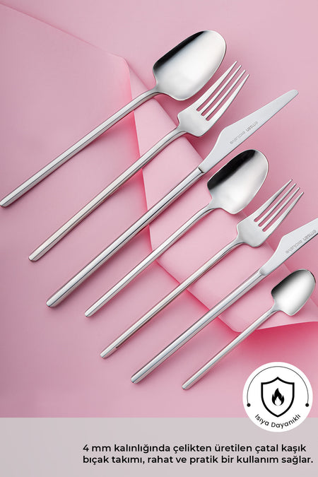 Emsan destrier 84 Piece 12 Place Setting Boxed Flatware Set - MALLTURK