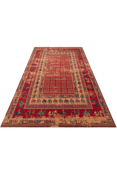 Cool Rug Mardin Red New Zealand Wool Ethnic Distressed Traditional Pattern Vintage Classic Misafir Living Room Rug