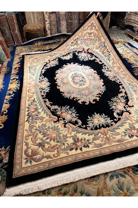 RD RAMAZAN DAG Hand Rug Art Hand-Woven Embossed Chinese Rug Premium Quality Black Color Size 310x210 - MALLTURK