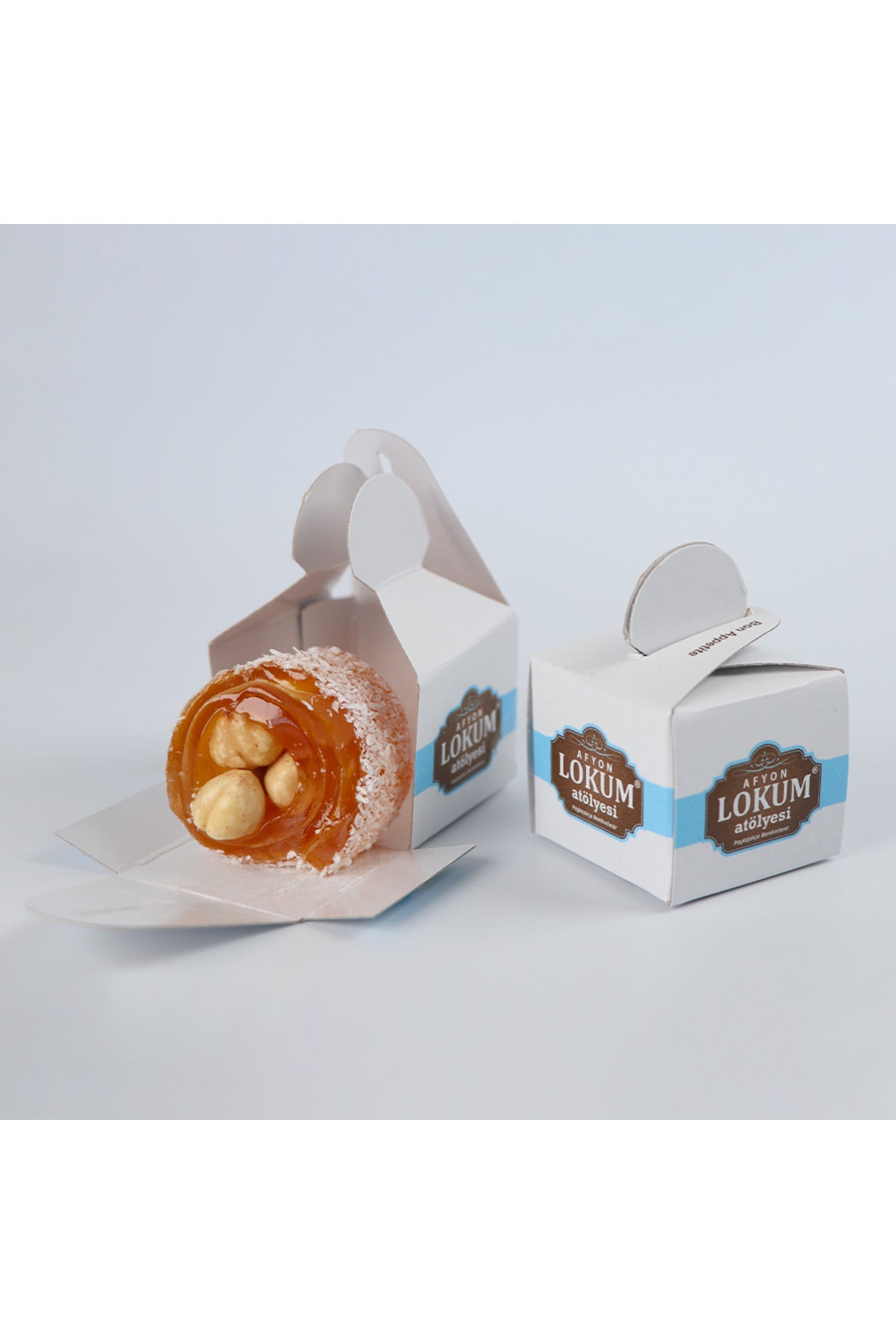 Lokum Atolyesi klasik Hazelnut Rolled Turkish Delight 250g 10 Pieces Single Boxes - MALLTURK