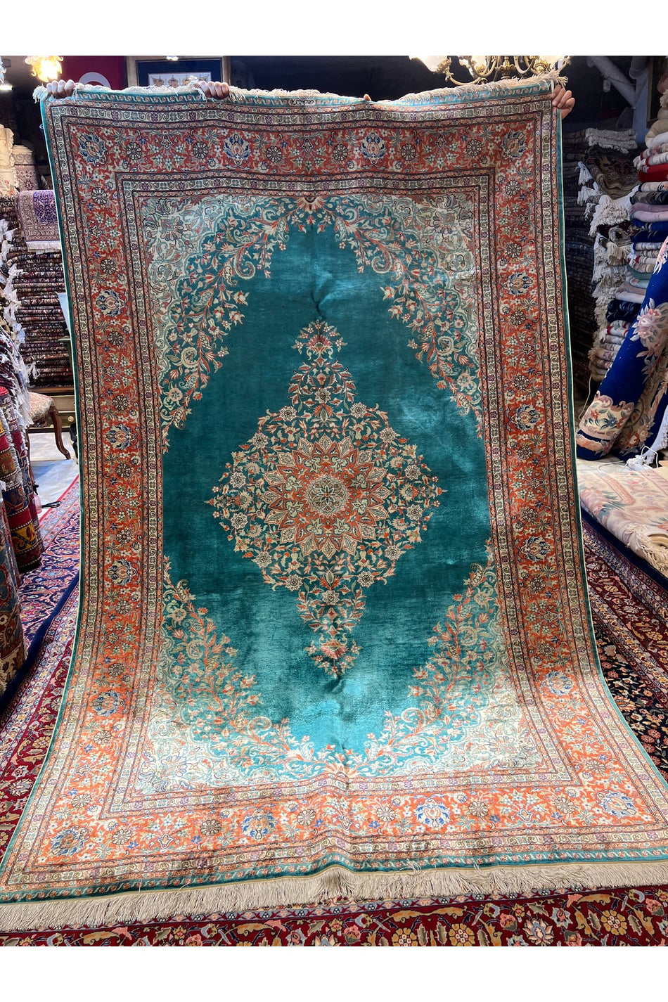 RD RAMAZAN DAG Hand Rug Art Hand-Woven Kayseri Cinar Pure Silk Rug Signed Collector Piece Size 280x173