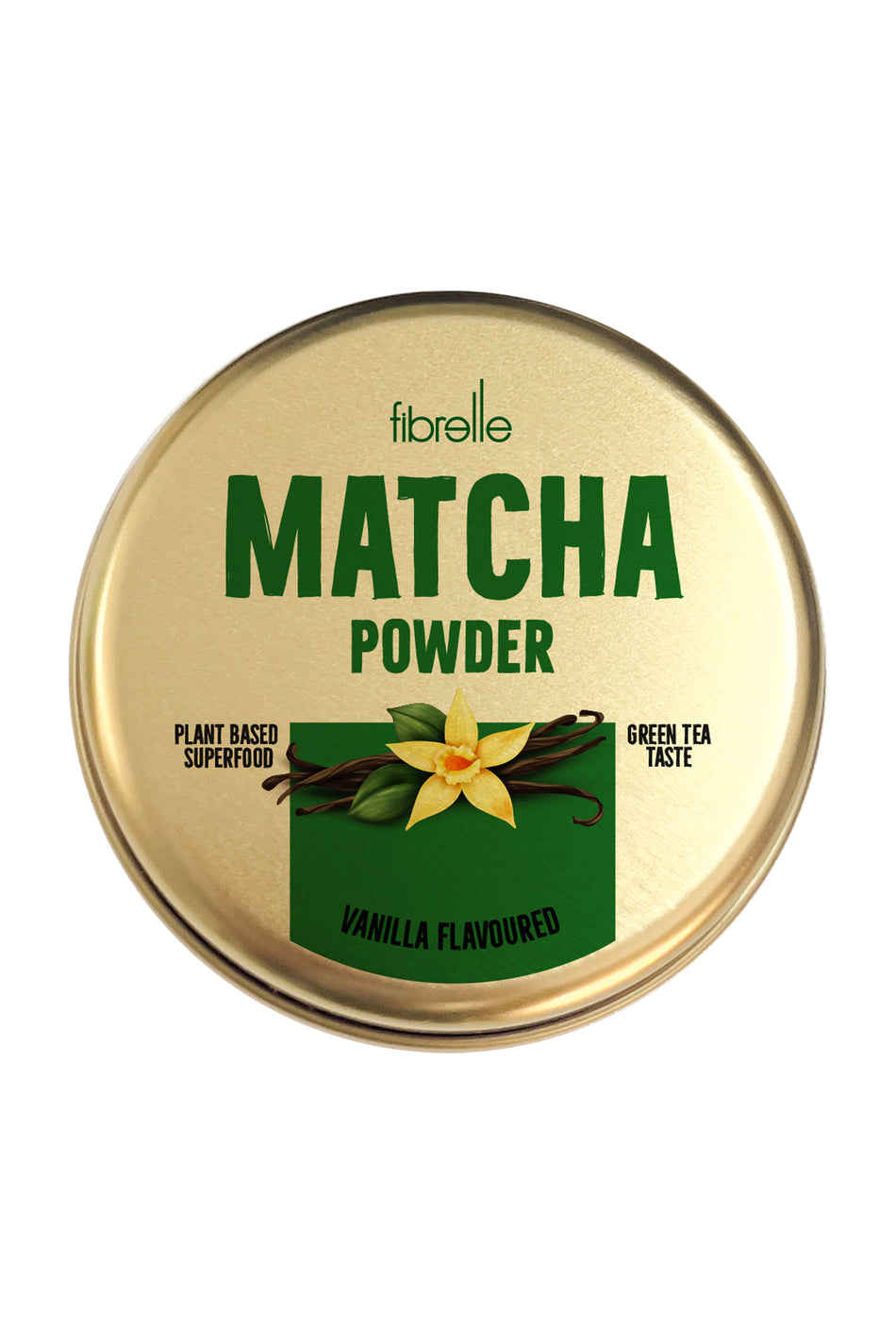 Fibrelle Vanilla Flavored Matcha Tea 25g Tin Can - Vanilla Green Tea Powder / Fit Detox