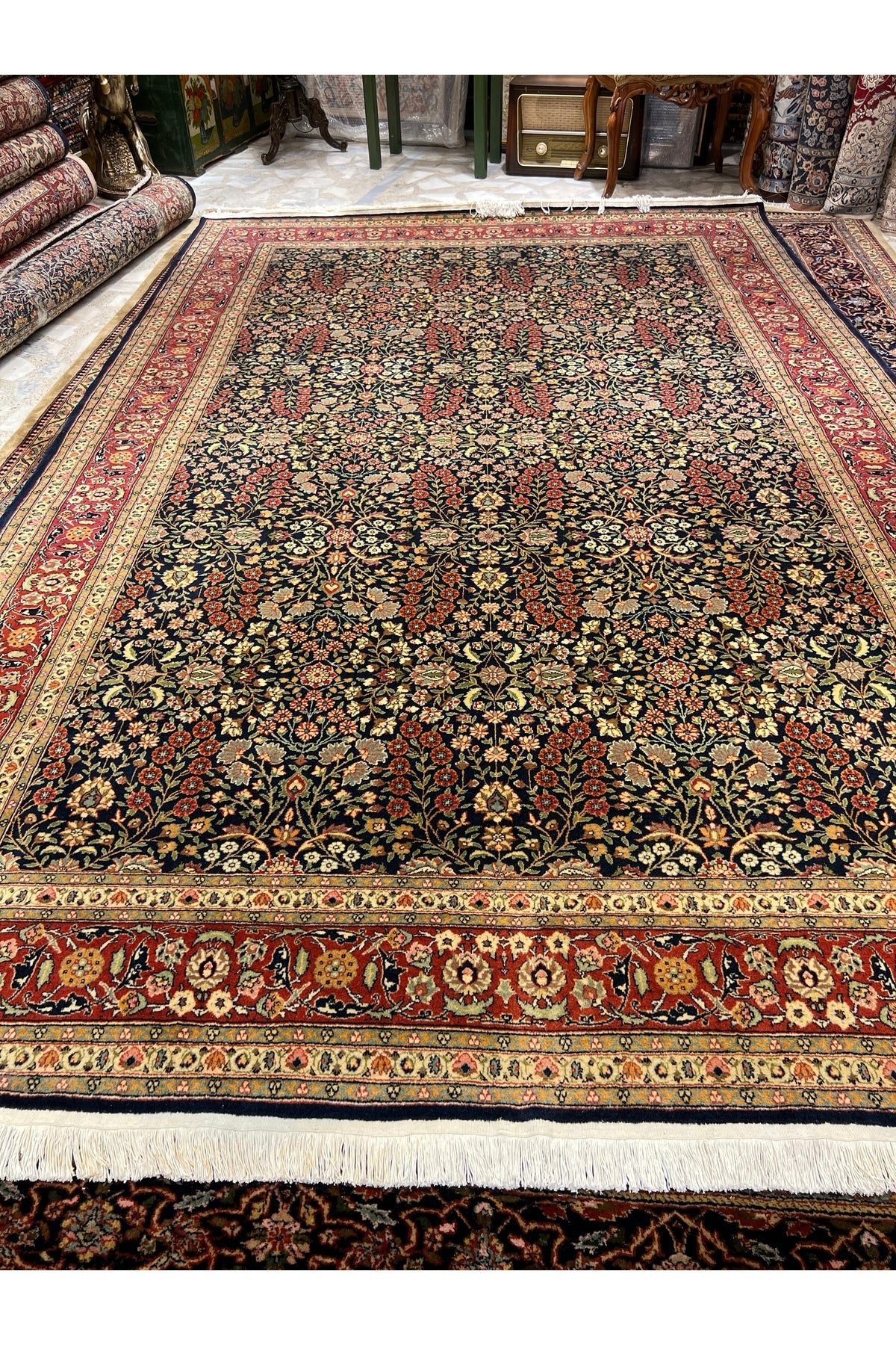 RD RAMAZAN DAG Hand Rug Art Hand-Woven Hereke Rug Seven Mountains Flower Design Size 3.20x2.10 - MALLTURK