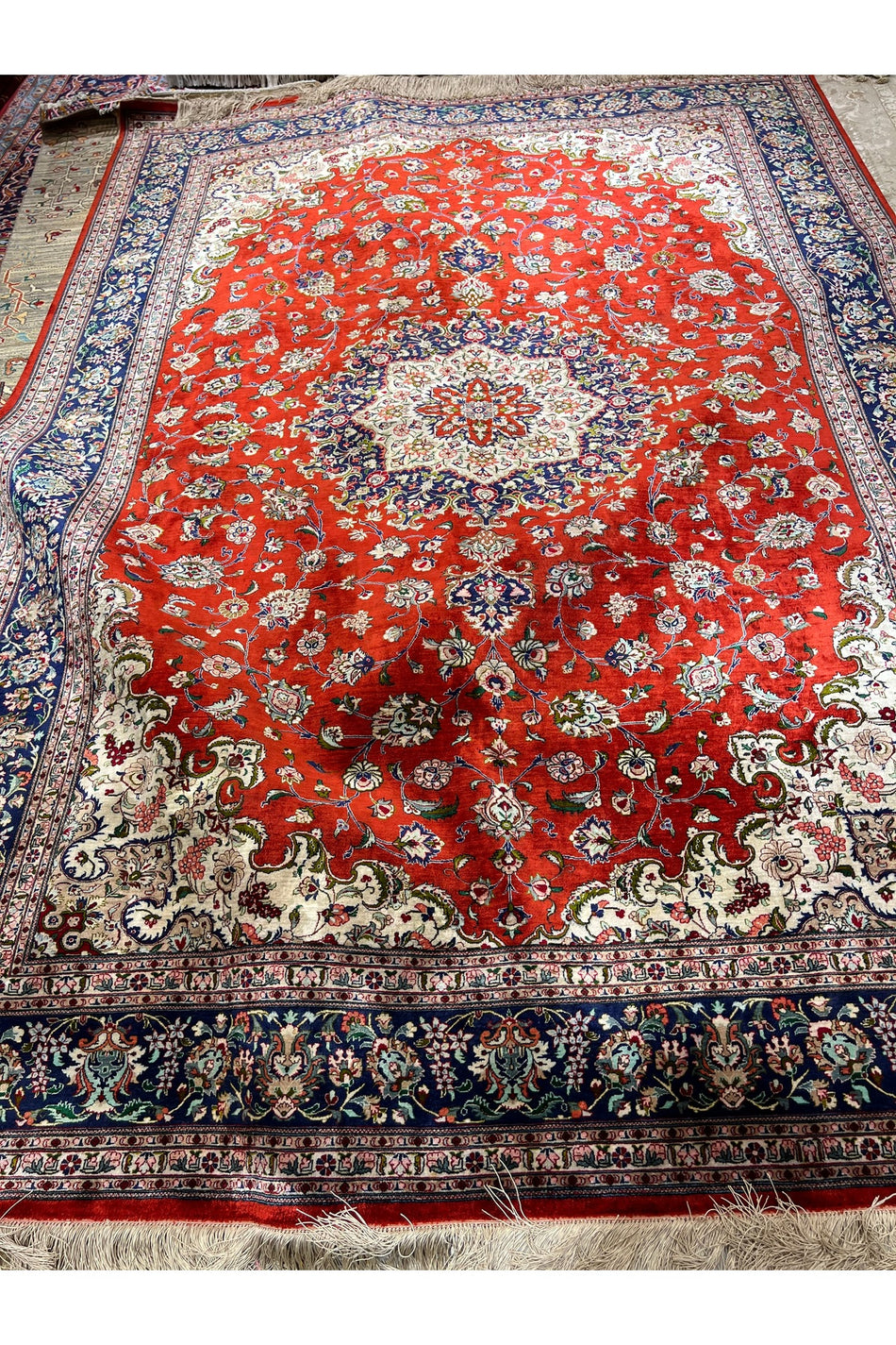RD RAMAZAN DAG Hand Rug Art Hand-Woven Iranian Kum Rug Pure Silk Collector Piece Size 295x195