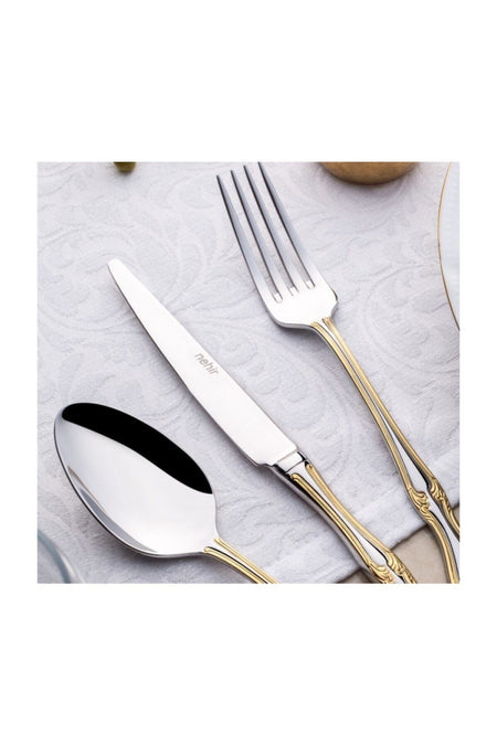 Nehir lalezar altin pasta Dessert Knife 12 Pack pasta tatli Knife - MALLTURK