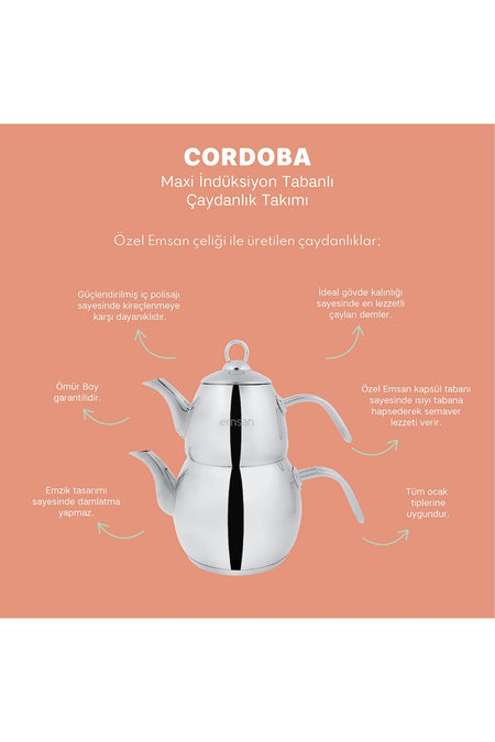 Emsan Cordoba Maxi Teapot Set 1.1 - 2.1 Lt - MALLTURK