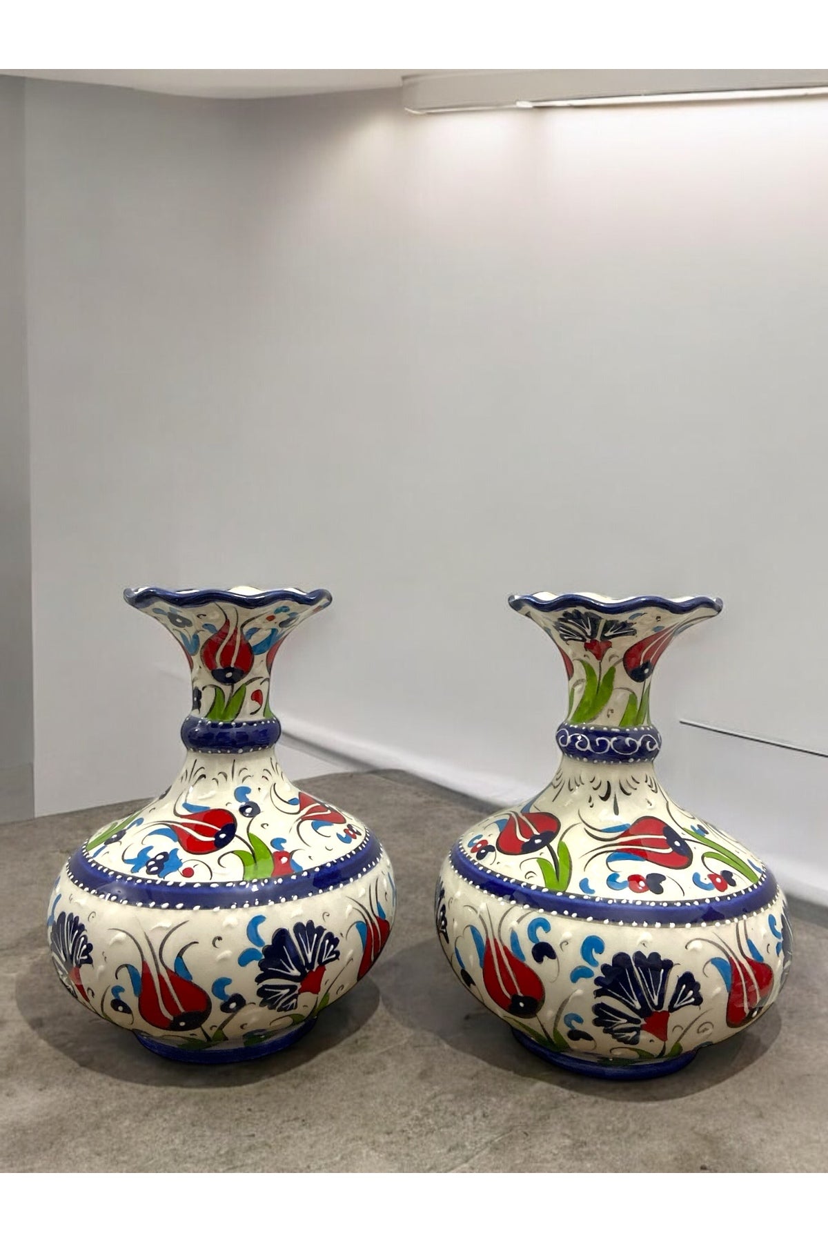 STORESZA Handmade Kutahya Ceramic Large Vase Set - Two Pieces - MALLTURK