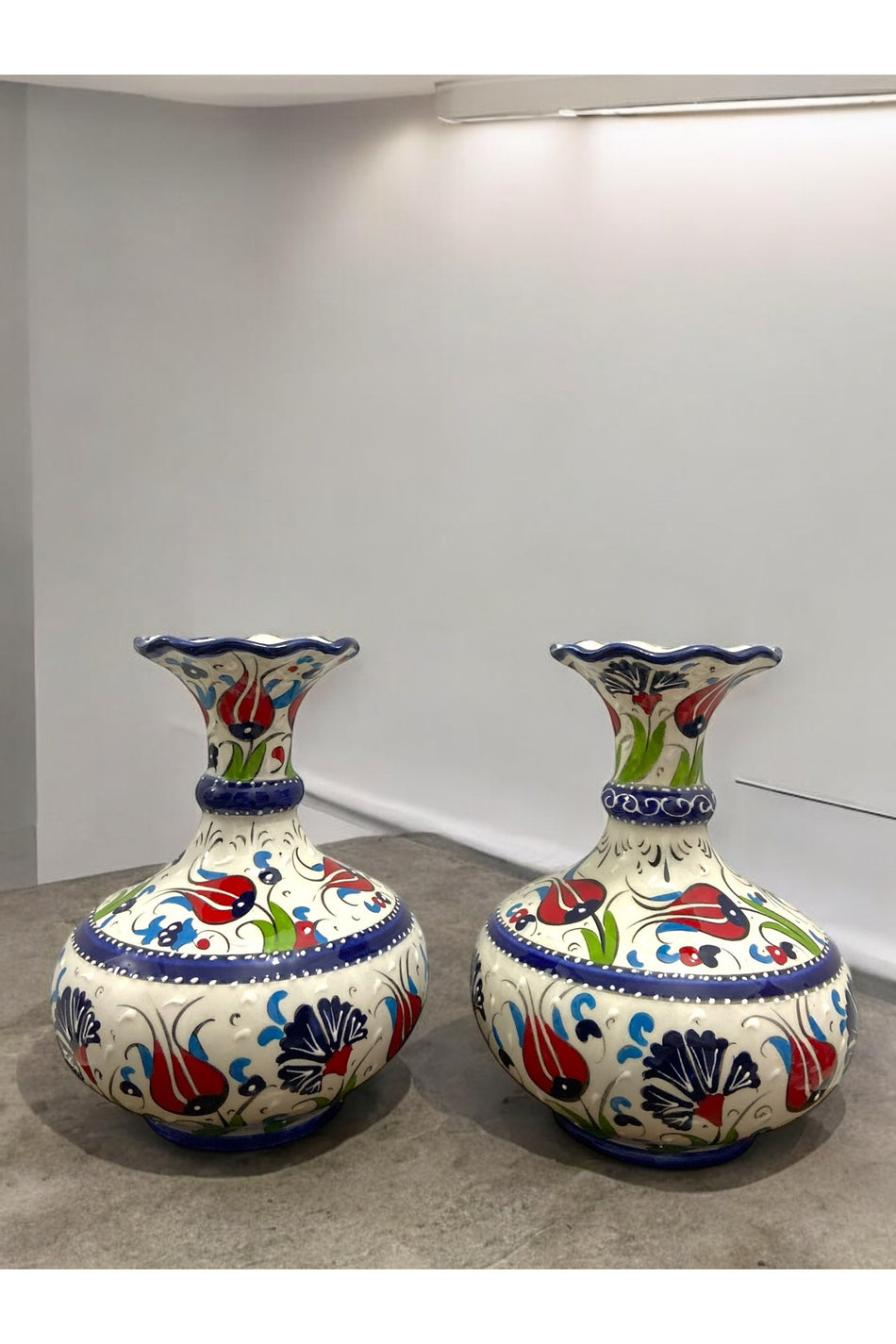 STORESZA Handmade Kutahya Ceramic Large Vase Set - Two Pieces - MALLTURK