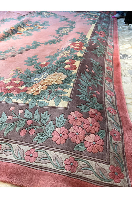 RD RAMAZAN DAG Hand Rug Art Hand-Woven Embossed Chinese Rug Premium Quality Pink Color Size 370x274 - MALLTURK