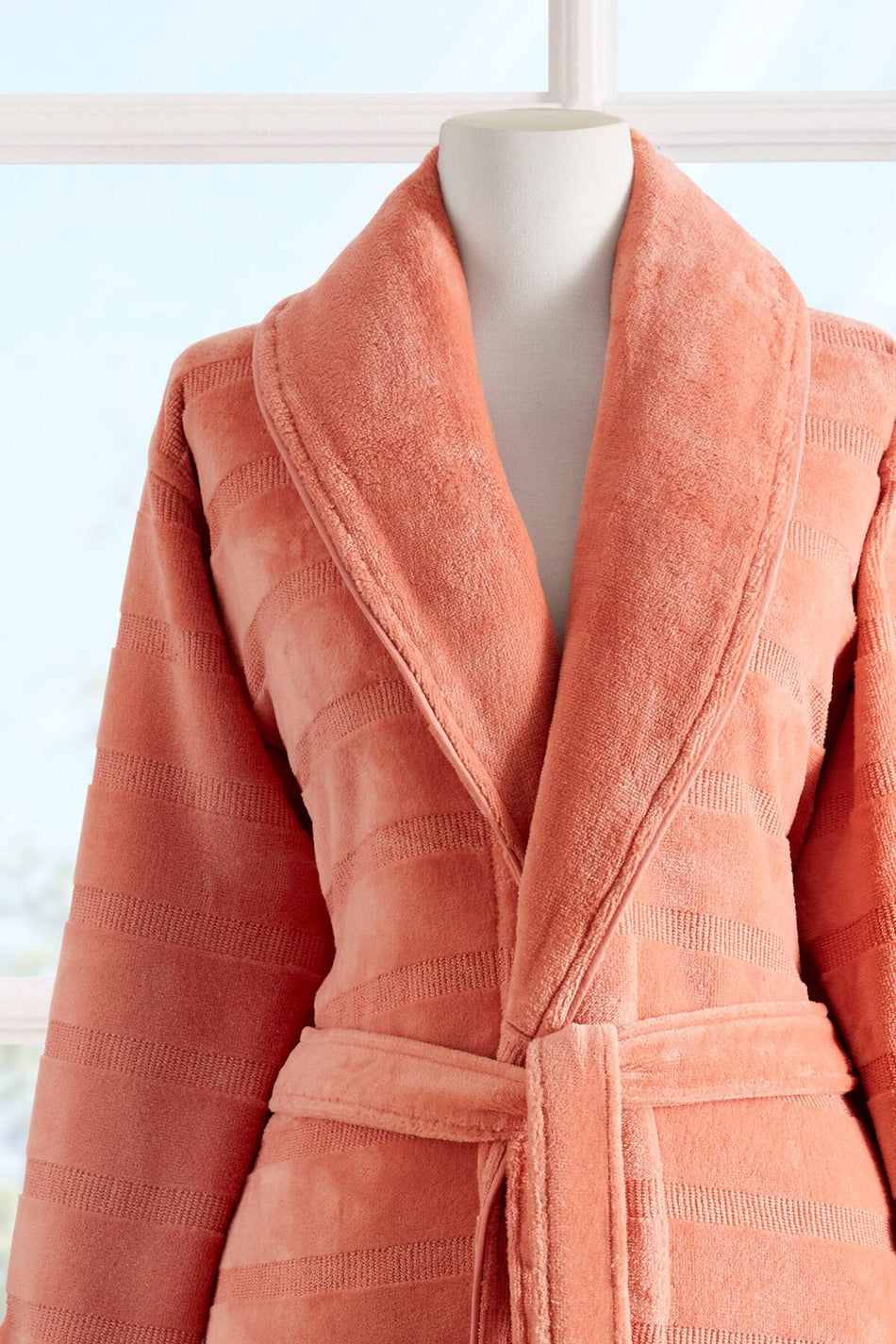 Ozdilek Sadem Organic Stripe Shawl Collar Bathrobe - MALLTURK