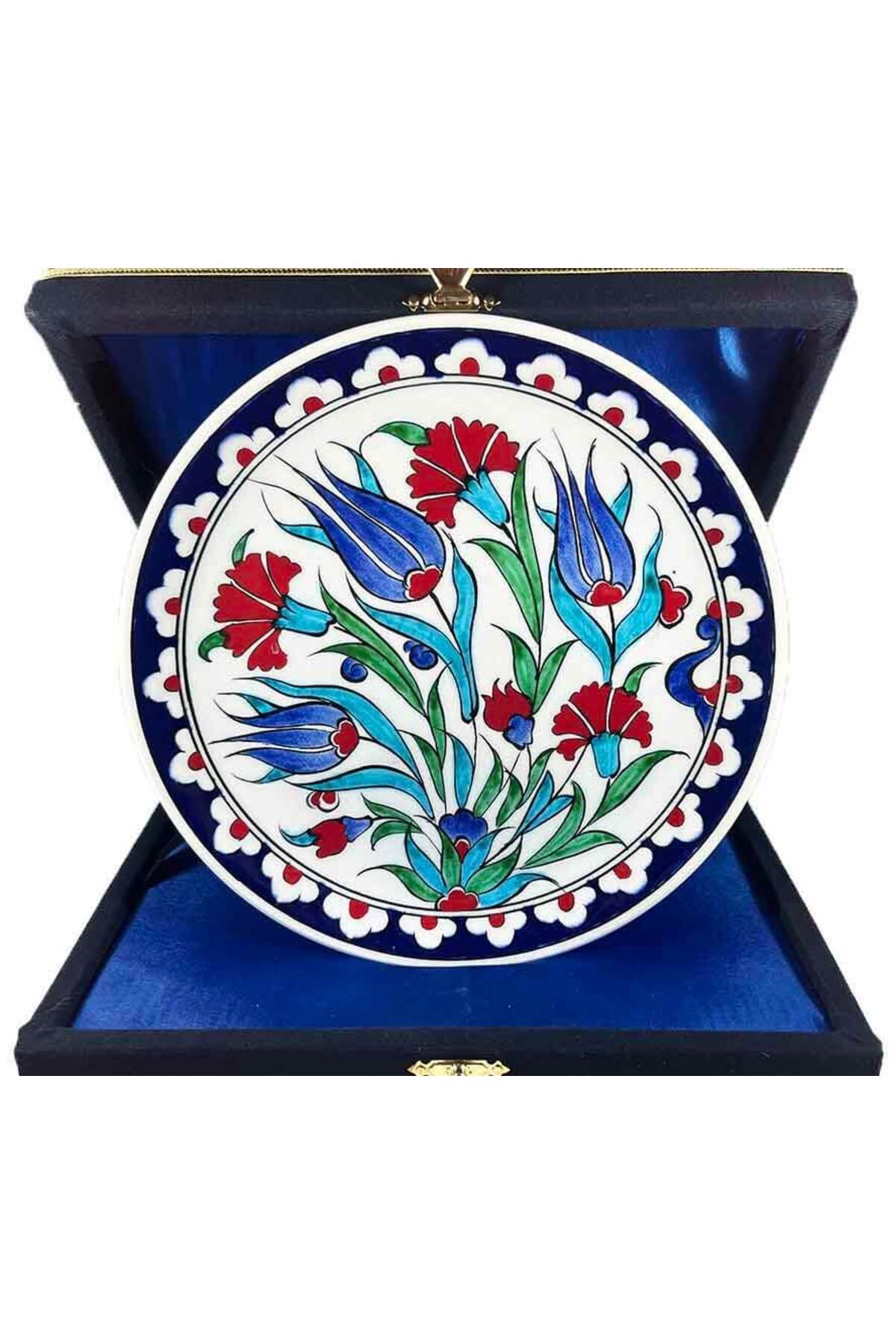 Cini Evi Iznik Tile Plate Home Gift Tulip Patterned 18 cm - MALLTURK
