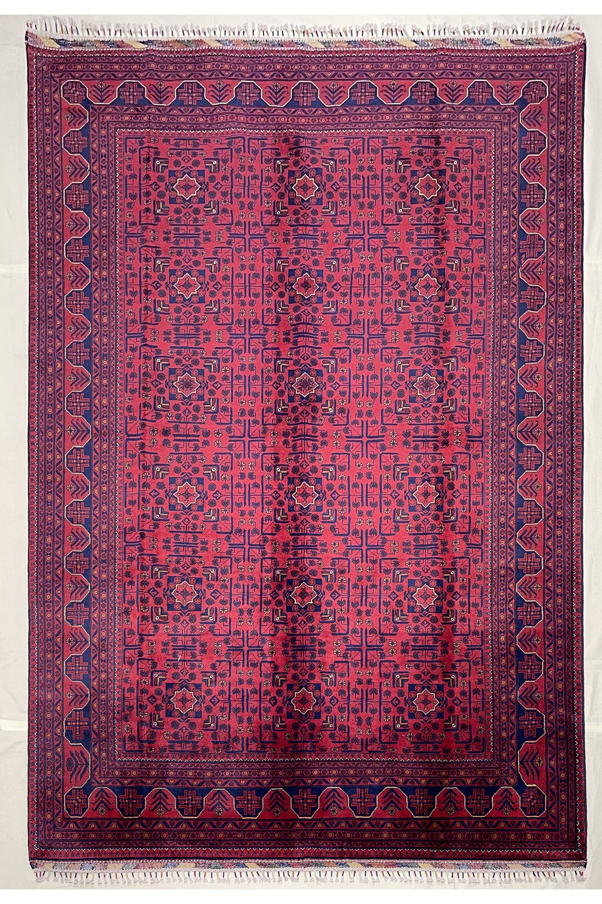 Afghan Rug Hand-Woven 6 Meter 100% Wool Natural Dye Handicraft ile Harika Yildiz Design