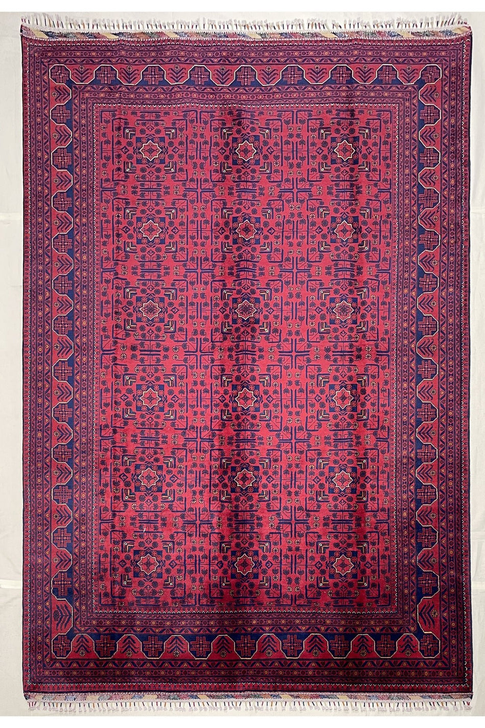 Afghan Rug Hand-Woven 6 Meter 100% Wool Natural Dye Handicraft ile Harika Yildiz Design - MALLTURK