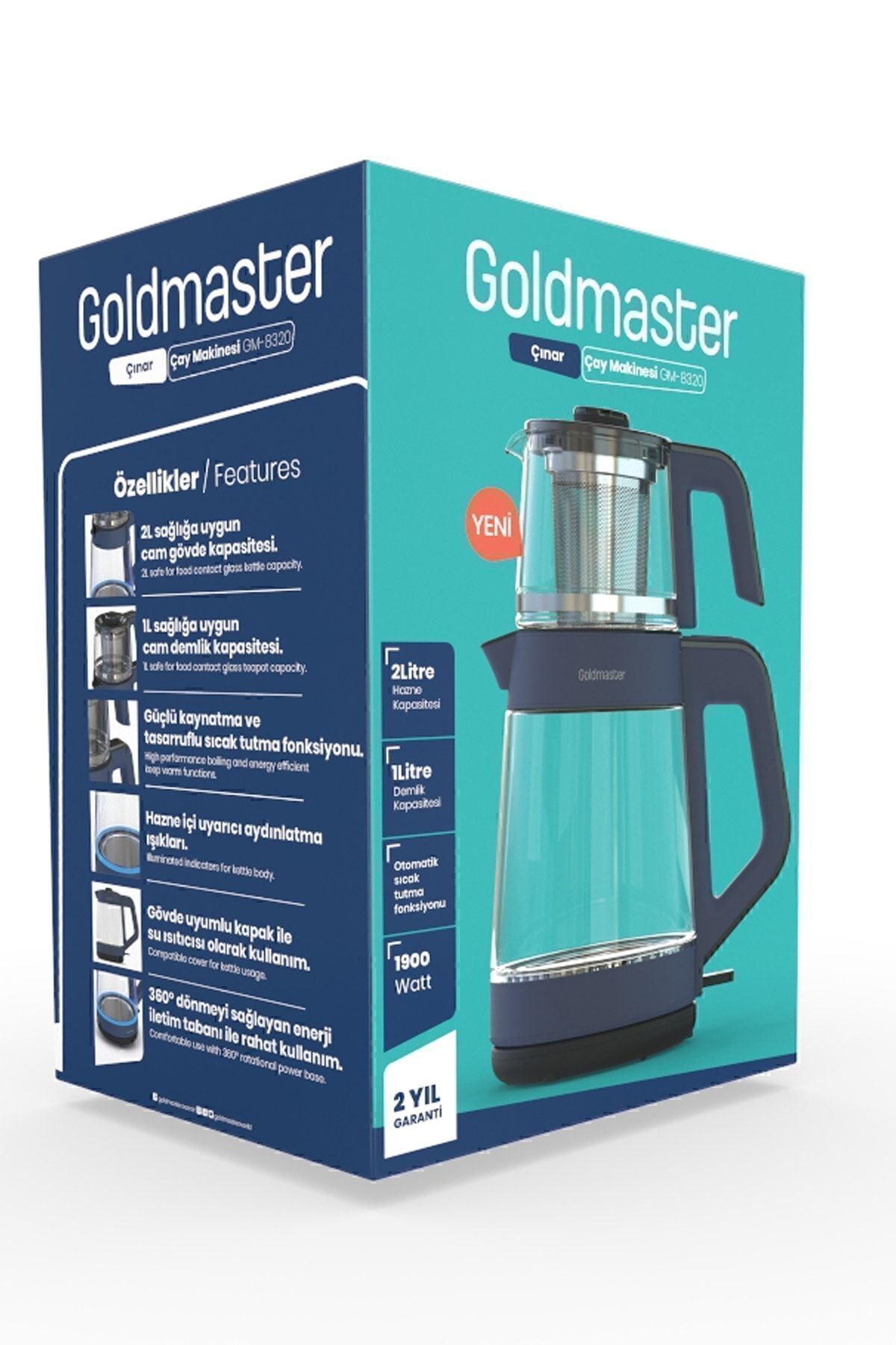 GoldMaster German Schott Glass Teapot and Wide Body Tea Maker and LED Lighted Water Kettle - MALLTURK
