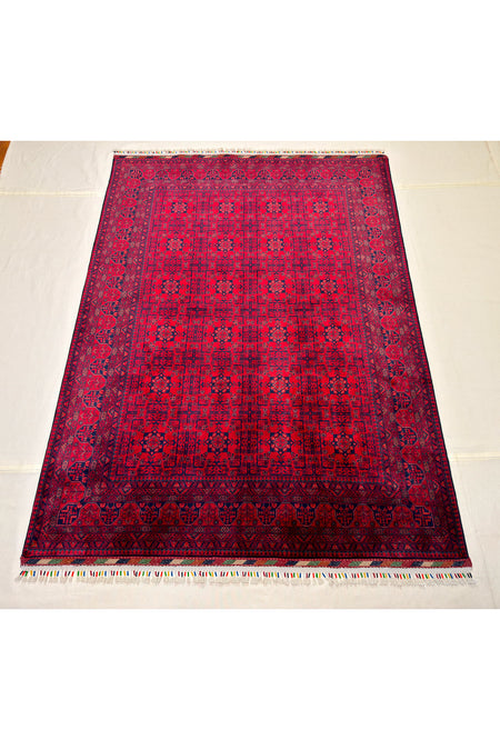 Afghan Rug Hand-Woven 4 Meter Biljik Yildiz Design 100% Wool Natural Dye Handicraft
