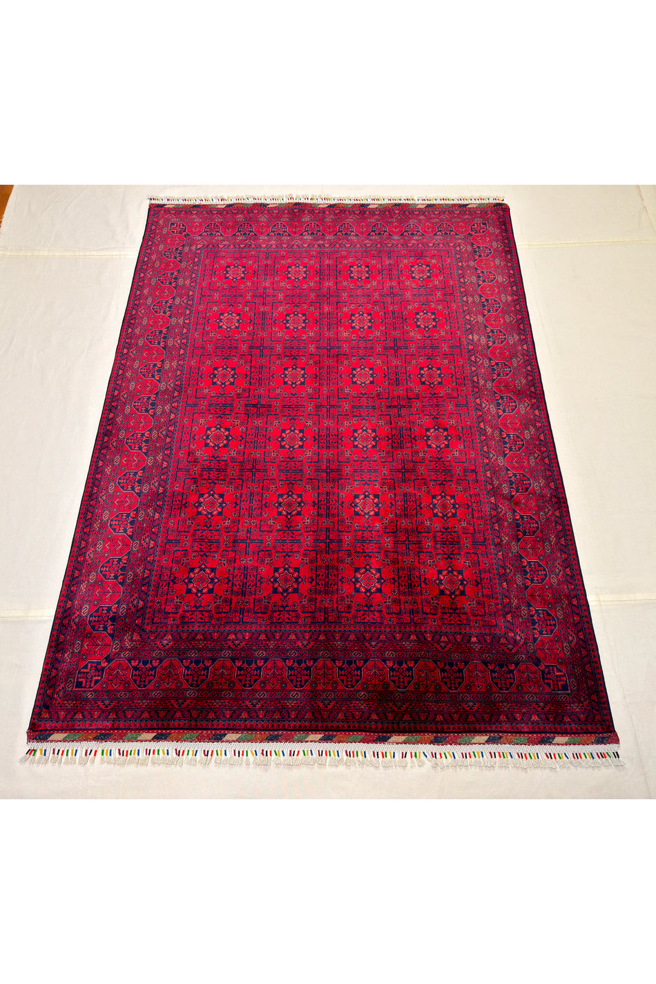 Afghan Rug Hand-Woven 4 Meter Biljik Yildiz Design 100% Wool Natural Dye Handicraft