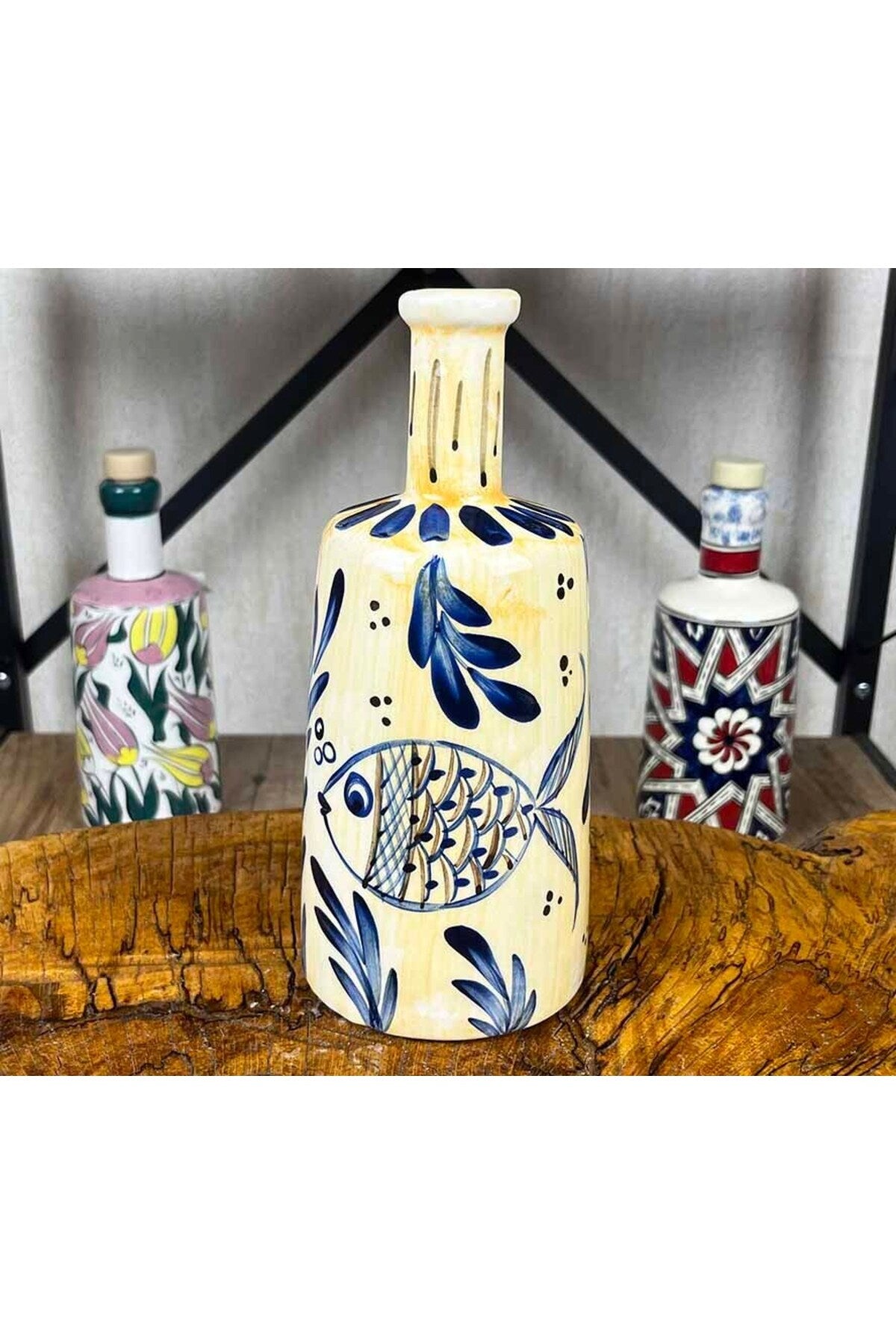 Cini Evi Sea Breeze Fish Patterned Handmade Oil Bottle 550 ml - MALLTURK
