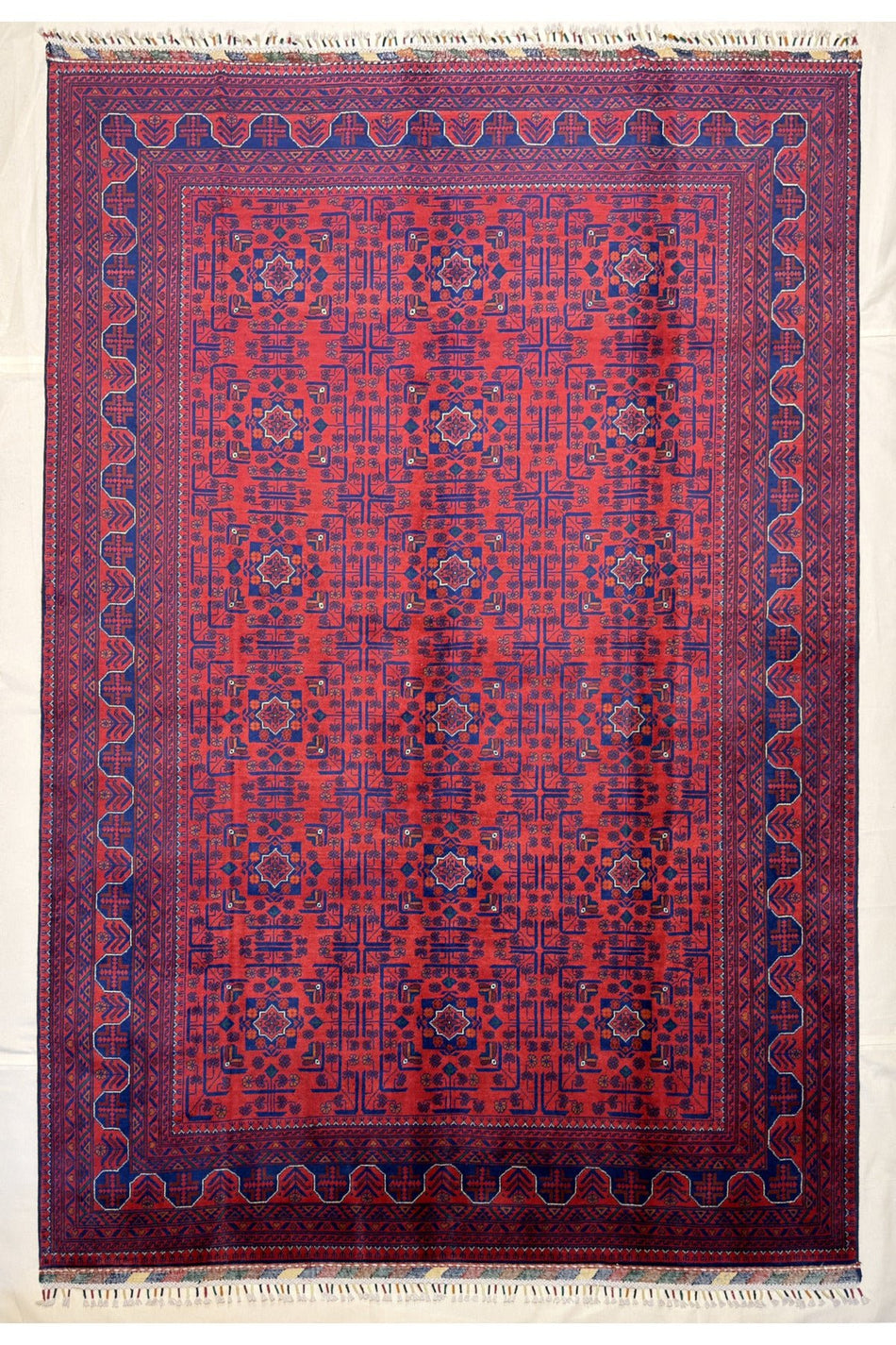 Afghan Rug Hand-Woven 6 Meter 100% Wool Natural Dye Handicraft ile Harika Yildiz Pattern - MALLTURK
